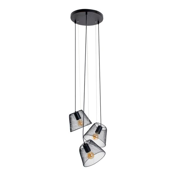 NÄVe Pendelleuchte "Korie", Schwarz, 3, Ø 20Cm H: 120Cm, 1 Stk., Leuchten, Metallgeflechtschirme Schwarz, 3X E27 Exkl., HöHe 120Cm Gestuft, Pendelleuchte-image