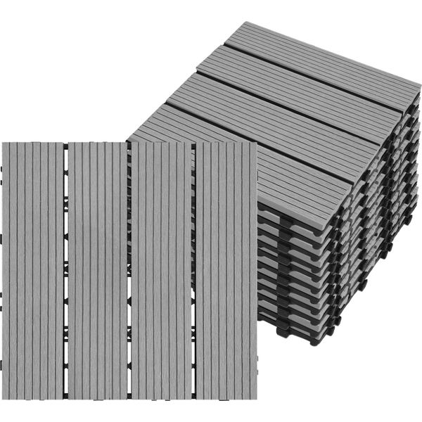Sessamen-Lp Piastrelle Wpc Piastrelle Per Terrazze 30X30Cm Piastrelle Per Balconi Piastrelle Per Pavimenti Con Sistema A Incastro, 2M²/22 Pezzi, Per Terrazze E Balconi, Grigio Chiaro-image