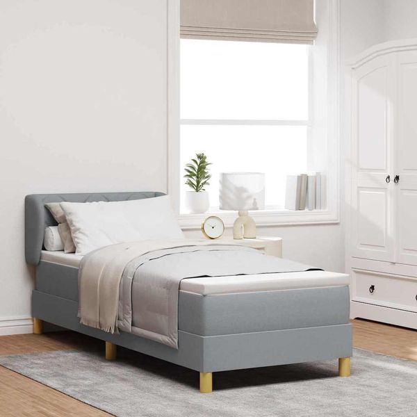 Syfax™ Letto A Molle Con Materasso Grigio Chiaro 80 X 200 Cm Tessuto-image