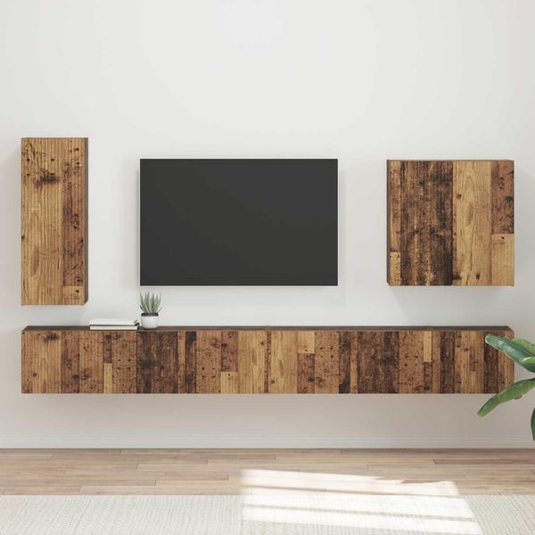 Maison Exclusive - Set Di Mensole Tv Da Parete Montaggio A Parete 6 Pezzi Legno Antico-image
