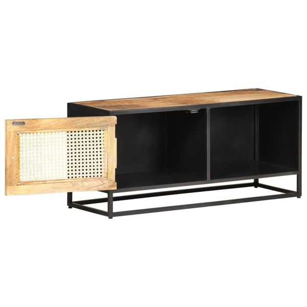 Syfax™ Mobile Porta Tv 90X30X40 Cm In Legno Di Mango Grezzo E Canna-image