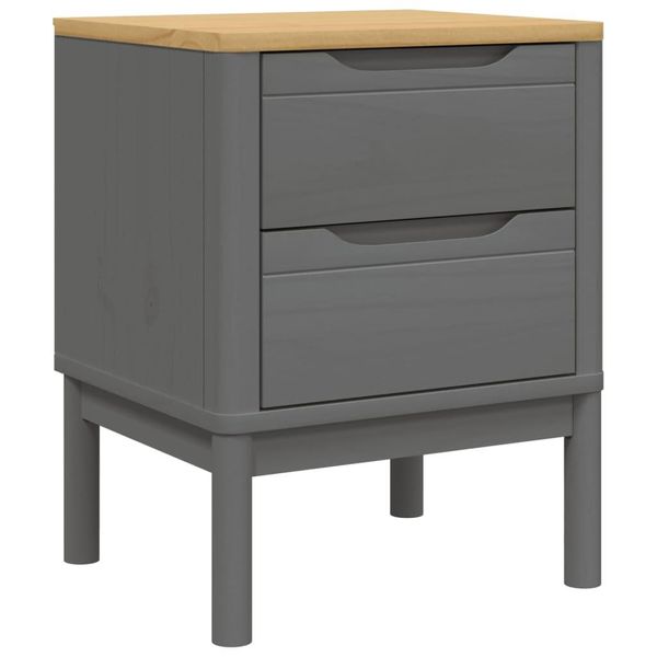 Syfax™ Comodino Floro Grigio 45X39X57 Cm In Legno Massello Di Pino-image