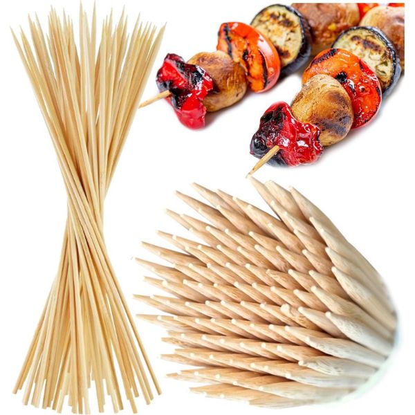 Spiedini Di Bambù, Stuzzicadenti Lunghi, 25 Cm, Per Barbecue, 50 Pezzi-image