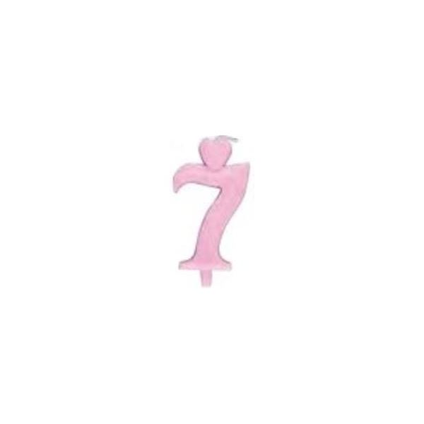 Candela Per Torta A Forma Di Cuore Rosa Numero 7 - 6,5 Cm-image