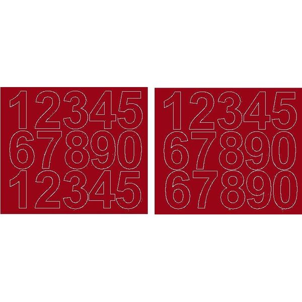 Adesivi Numerici Autoadesivi, 6 Cm, Rosso Scuro, Lucidi-image
