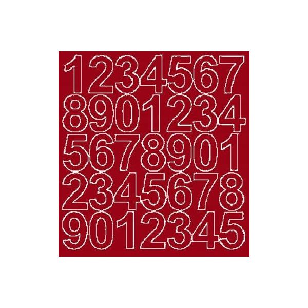 Adesivi Numerici Autoadesivi, 4 Cm, Rosso Scuro, Lucidi-image