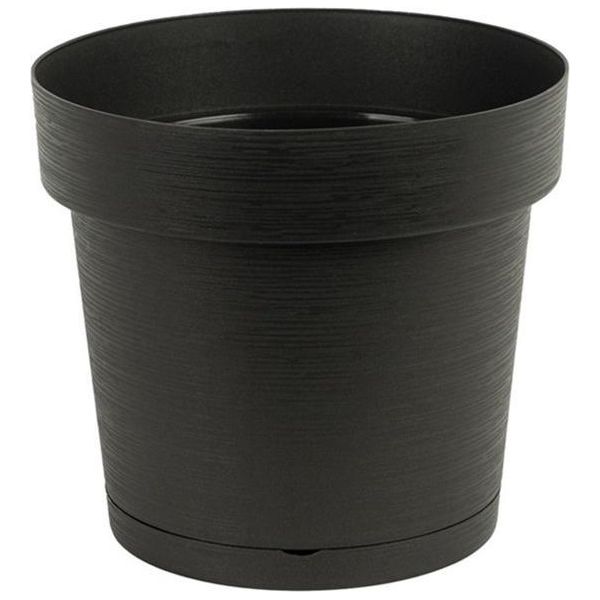 Vaso Da Fiori In Plastica Con Sottovaso Melrose Glamour 25 Cm, Plastica, Colore Antracite, Opaco-image