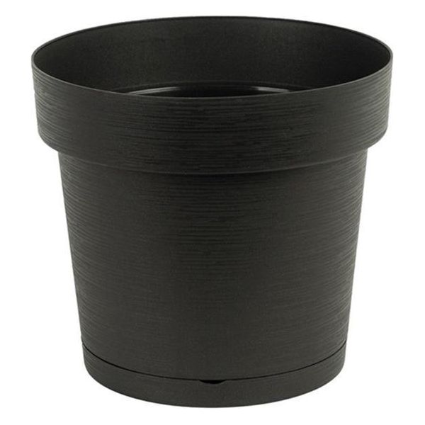 Vaso Da Fiori In Plastica Con Sottovaso Melrose Glamour 20 Cm, Plastica, Colore Antracite, Opaco-image
