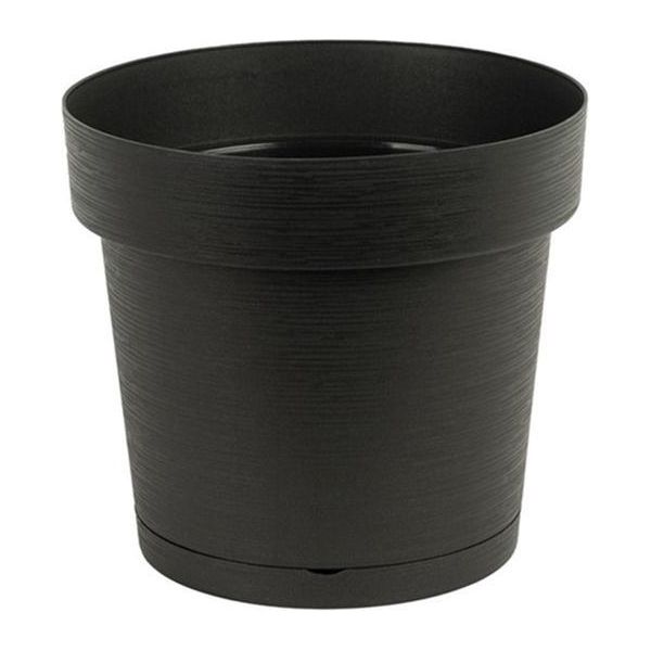 Vaso Da Fiori In Plastica Con Sottovaso Melrose Glamour 18 Cm, Plastica, Colore Antracite, Opaco-image
