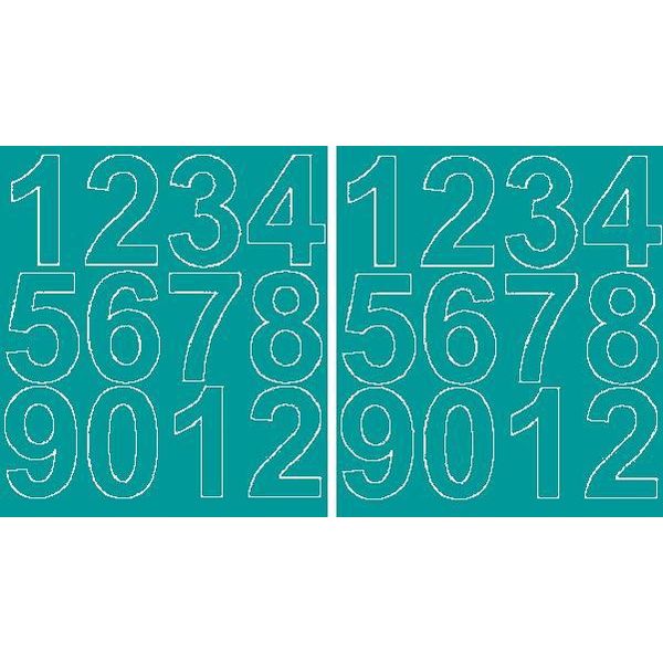 Adesivi Numerati Autoadesivi, 7 Cm, Turchese Lucido-image
