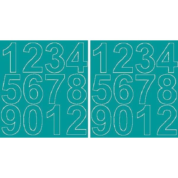 Adesivi Numerati Autoadesivi, 7 Cm, Turchese, Opaco-image