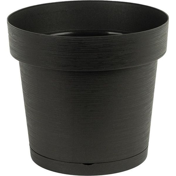 Vaso Da Fiori In Plastica Con Sottovaso Melrose Glamour 39 Cm, Plastica, Colore Antracite, Opaco-image