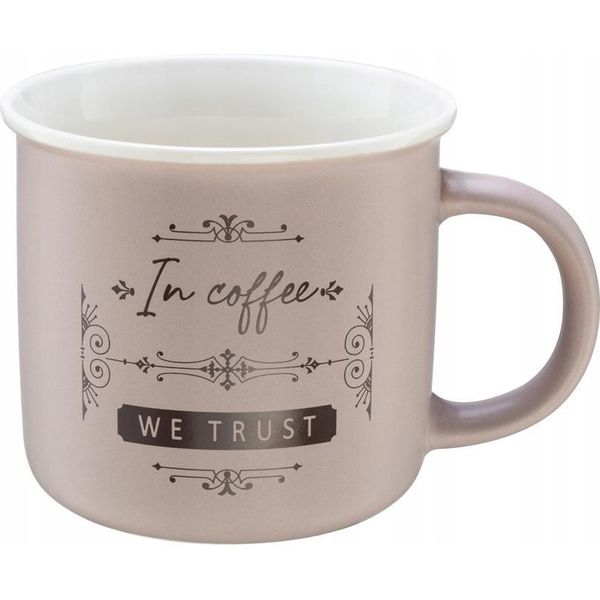 Tazza In Porcellana 380 Ml Color Tortora Con Scritta "Caffè"""-image