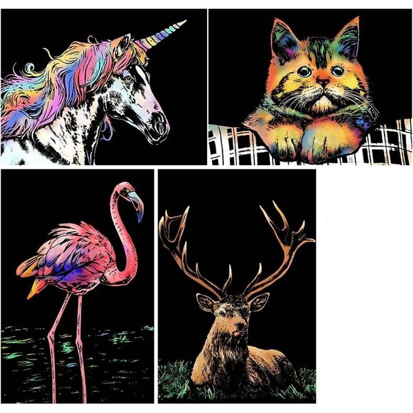 Gratta E Vinci Magico Animali Colorati (4 Pezzi) 30X21 Cm-image