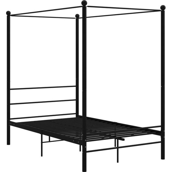 Syfax™ Letto A Baldacchino Nero In Metallo 120X200 Cm-image