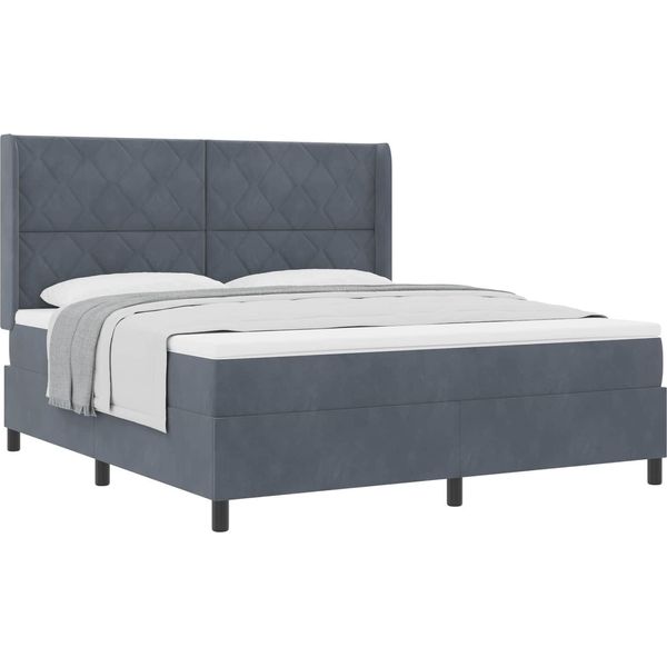 Syfax™ Letto A Molle Con Materasso Grigio Scuro 180 X 200 Cm Velluto-image