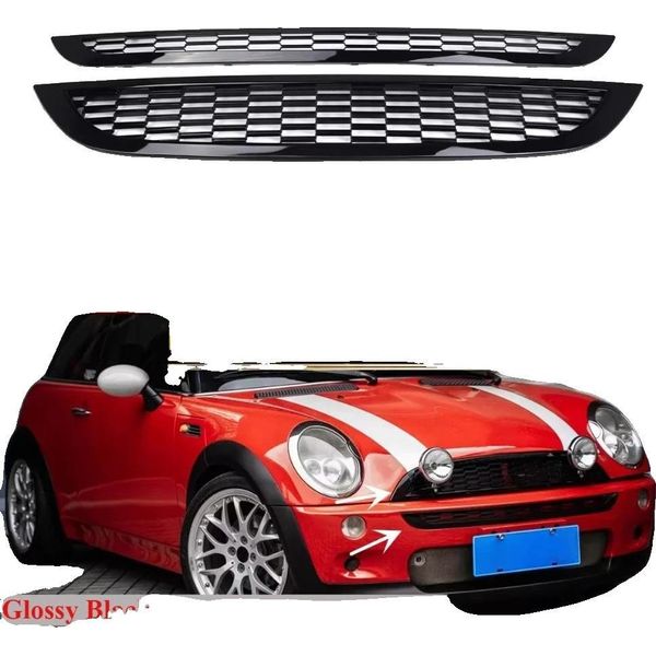 Griglia Anteriore Superiore E Inferiore, Plastica, Nero Lucido, Adatto Per Mini R50 R52 R53, Collocazione Superiore E Inferiore, Design A Nido D'ape-image