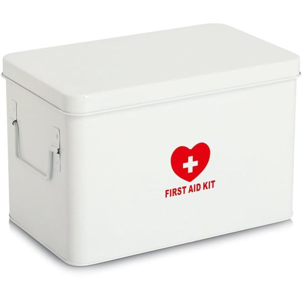 Aufbewahrungsbox Zeller Present "Metall, Weiß", Weiß, Rot, B:32Cm H:20,5Cm T:19Cm, Metall, Aufbewahrungsboxen, Aufbewahrungsbox, Robust, Dekorativ, Flexibles Ordungssystem-image