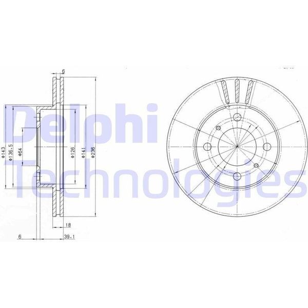 2X Disco Freno Delphi BG2810 Per Mitsubishi Carisma (Da_) Per Proton Wira 45Mm-image