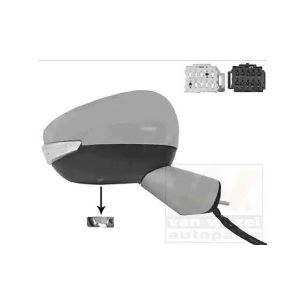 Van Wezel 0980816 Specchietto Retrovisore Esterno Destro Per CitroËN C4 Grand Picasso Ii Convesso Riscaldato Parzialmente Primerizzato-image