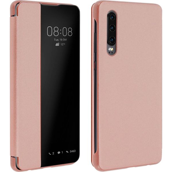 Flip Cover Con Finestra Smart View Per Huawei P30 - Oro Rosa-image