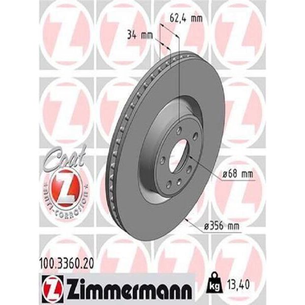 2X Disco Freno Zimmermann 100.3360.20 Per Audi A6 Allroad (4GH 4GJ C7) 62Mm-image