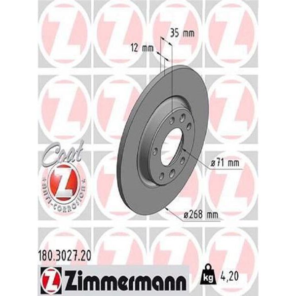 2X Disco Freno Zimmermann 180.3027.20 Per Opel Grandland X (A18) 35Mm 4 20Kg-image