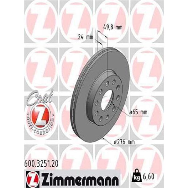 2X Disco Freno Zimmermann 600.3251.20 Per Vw Golf Vii Variant (BA5 BV5) 50Mm-image
