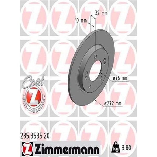 2X Disco Freno Zimmermann 285.3535.20 Per Hyundai I30 Estate (Pde) 32Mm 3 8Kg-image