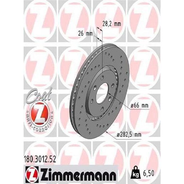 2X Disco Freno Zimmermann 180.3012.52 Per Peugeot 406 (8B) 28Mm 6 5Kg-image
