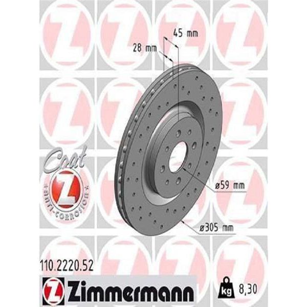 2X Disco Freno Zimmermann 110.2220.52 Per Alfa Romeo Mito (955) 45Mm 8 30Kg-image