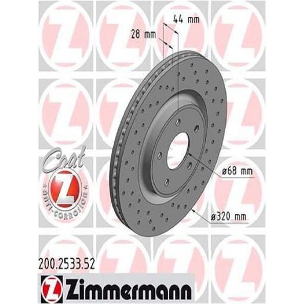 2X Disco Freno Zimmermann 200.2533.52 Per Renault Koleos Ii (Hc_) 44Mm 9 8Kg-image