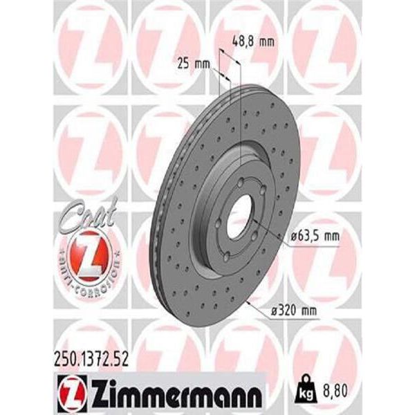 2X Disco Freno Zimmermann 250.1372.52 Per Ford Focus Iii Turnier Kuga Mk2 (DM2)-image