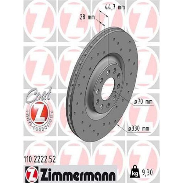 2X Disco Freno Zimmermann 110.2222.52 Per Alfa Romeo Giulia (952_) 45Mm 9 3Kg-image