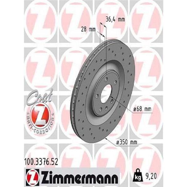 2X Disco Freno Zimmermann 100.3376.52 Per Audi Q7 (4MB) A6 Avant (4A5 C8) 36Mm-image