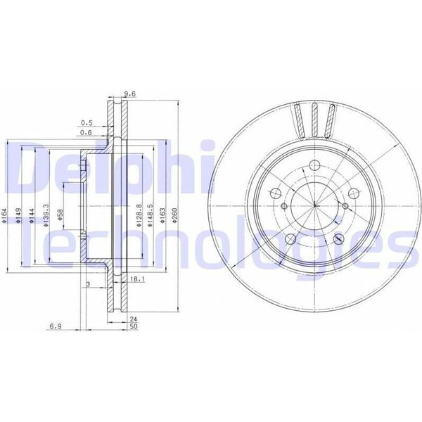 2X Disco Freno Delphi BG2767 Per Subaru Impreza Hatchback (Gr Gh G3) 57Mm-image