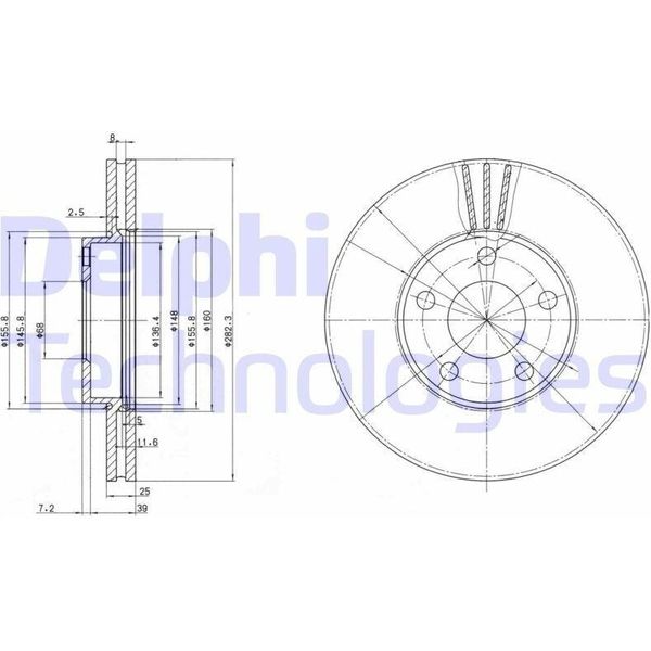 2X Delphi Disco Freno BG3199 Per Vw Passat Variant (3B5) Passat (3B2) 46 3Mm-image