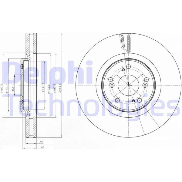 2X Disco Freno Delphi BG4225 Per Honda Accord Viii (Cu) Accord Viii Estate 320Mm-image