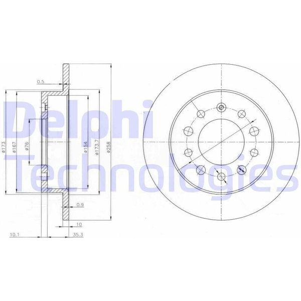 2X Disco Freno Delphi BG3862 Per Hyundai Coupe (Gk) Tiburon Coupe 45 3Mm 258Mm-image