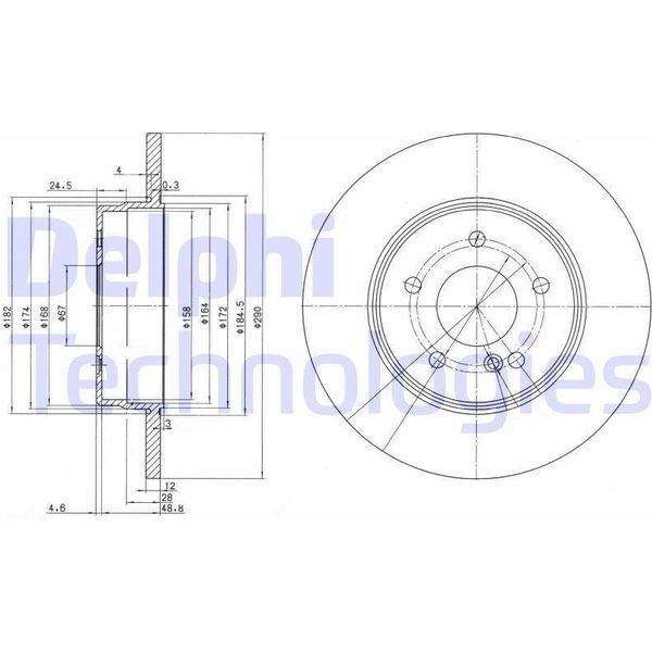 2X Disco Freno Delphi BG3602 Per MERCEDES-BENZ Classe E Modello T (S210)-image