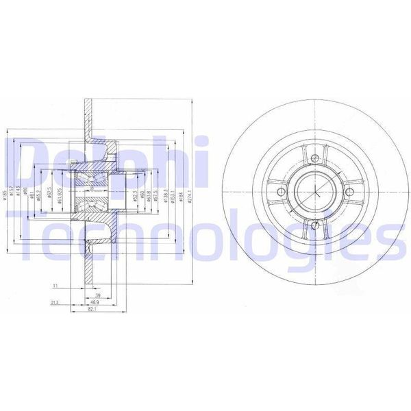 2X Disco Freno Delphi BG9029RS Per Renault ScéNic I (JA0/1_ FA0_) 82 1Mm 274Mm-image