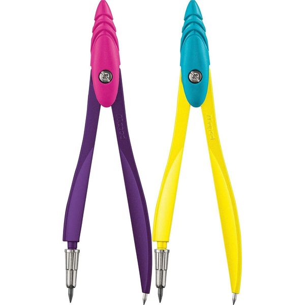 Maped 194500 Scatola Di Bussole Maped Study Fancy, 2 Pezzi, Colori Assortiti-image