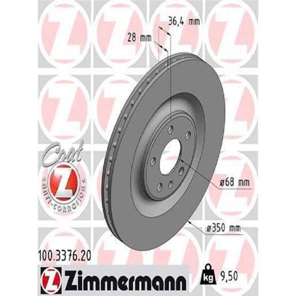 2X Disco Freno Zimmermann 100.3376.20 Per Vw Touareg (CR7) Per Audi Q7 (4MB)-image