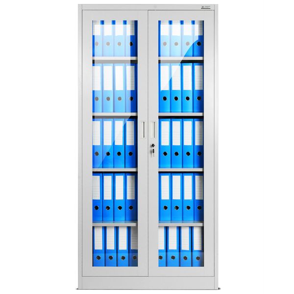 Armadio Per Archiviazione Armadio Per Ufficio Armadio In Acciaio Grigio 185X90X40-image