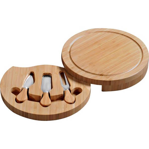 Kesper Tagliere Per Formaggio Con Posate 3 Pezzi, 23 X 23 X 3,6 Cm, Bambù Kesper 58642-image
