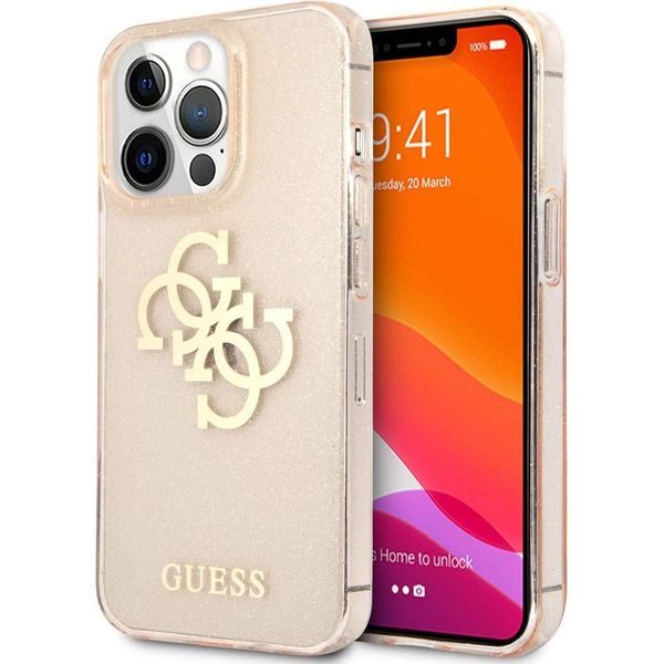 Guess Guhcp13Lpcugl4Ggo Iphone 13 Pro /13 6,1 ZłOty/Oro Custodia Rigida Glitter 4G Big Logo-image