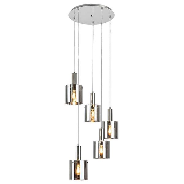 Rabalux 5251 Lampada A Sospensione 5 Spot Donati, E27, Argento-Nero-Grigio, Rotonda, Moderna, ø420Mm-image