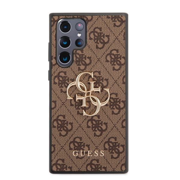 Guess Guhcs22L4Gmgbr S908 S22 Ultra BrąZowy/Brown Custodia Rigida 4G Grande Logo In Metallo-image