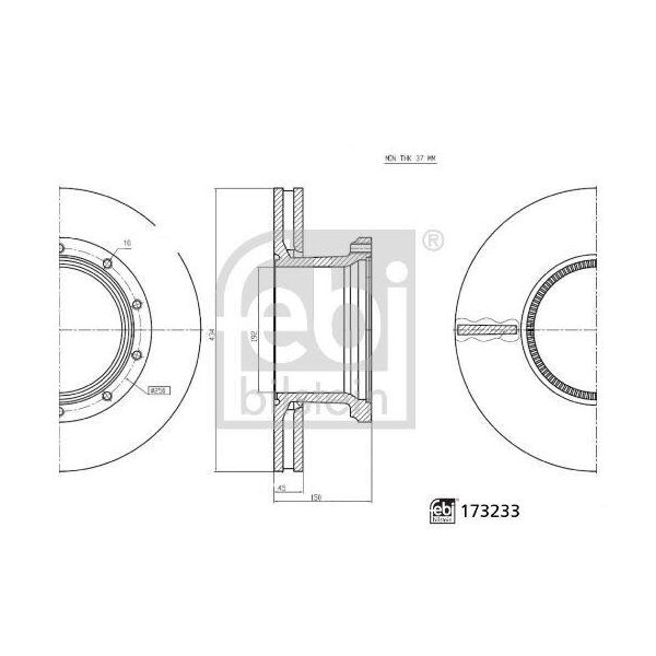 2X Disco Freno Febi Bilstein 173233 Posteriore 150Mm 38 1Kg 434Mm-image