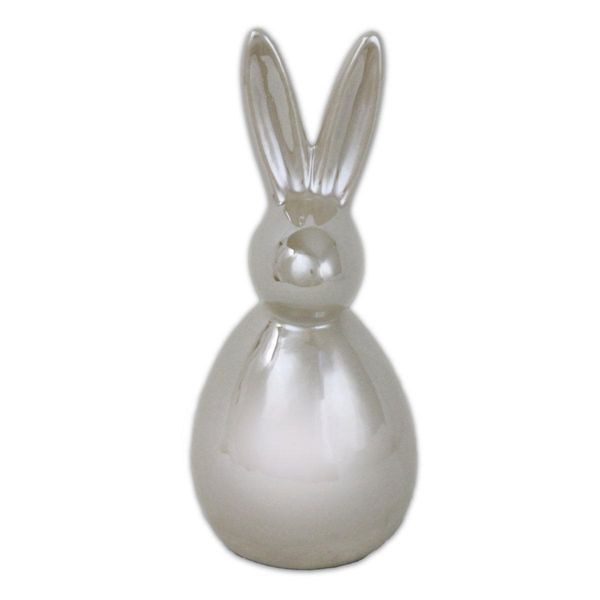 Coniglio In Porcellana Bianco Crema Lucido Decorazione Pasquale Pasqua 6X6X14Cm-image